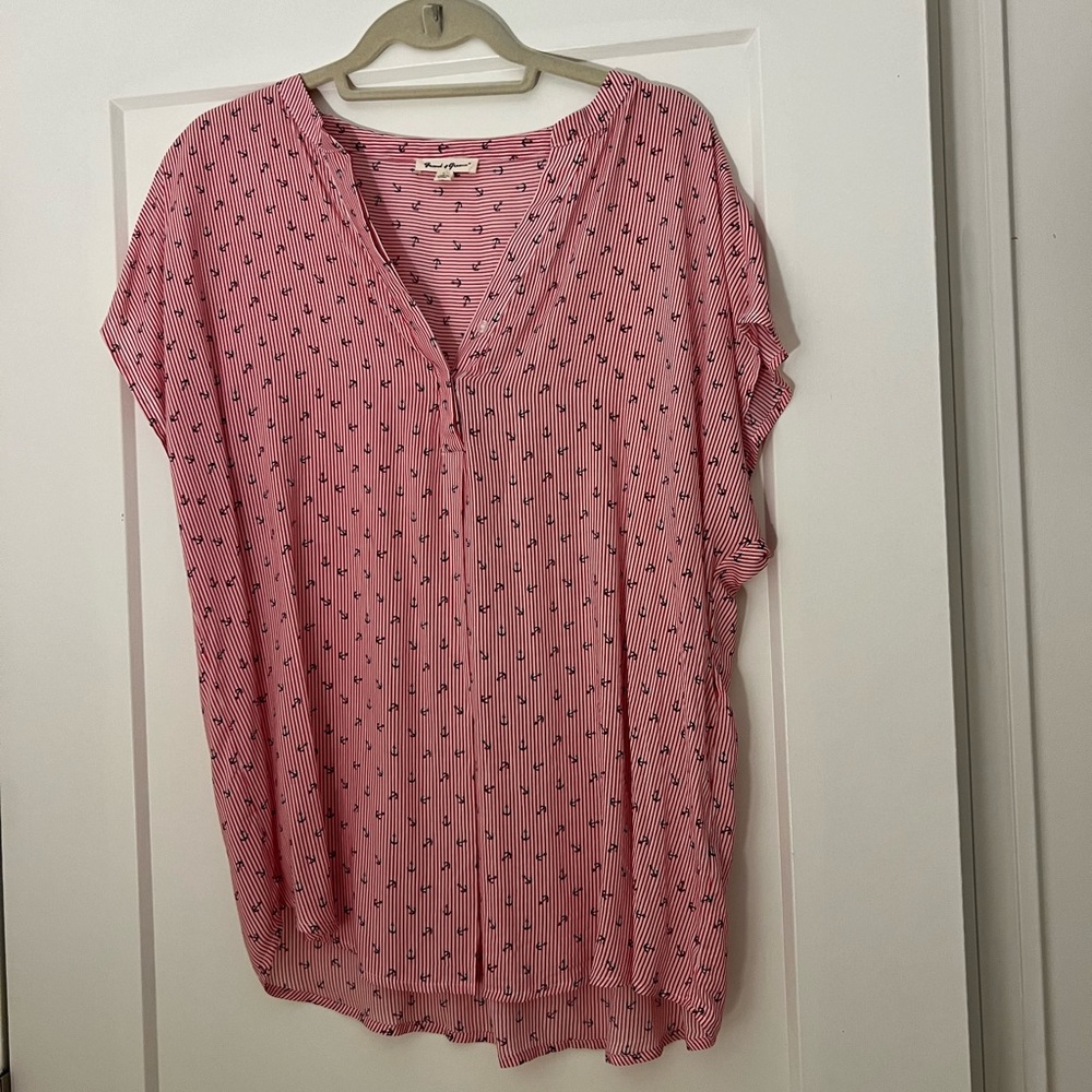grand and green sateen cotton anchor detail top